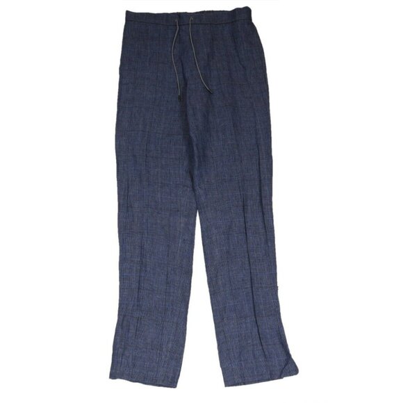 Fabiana Filippi Womens Plaid Pants Small IT 42 Blue Linen Drawstring Trousers - Picture 1 of 12